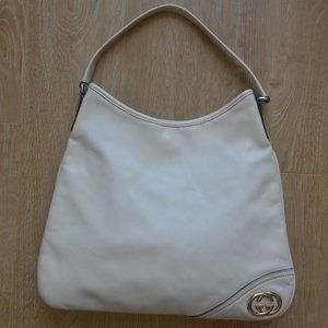 Gucci Britt Hobo White/Ivory Leather Shoulder Bag